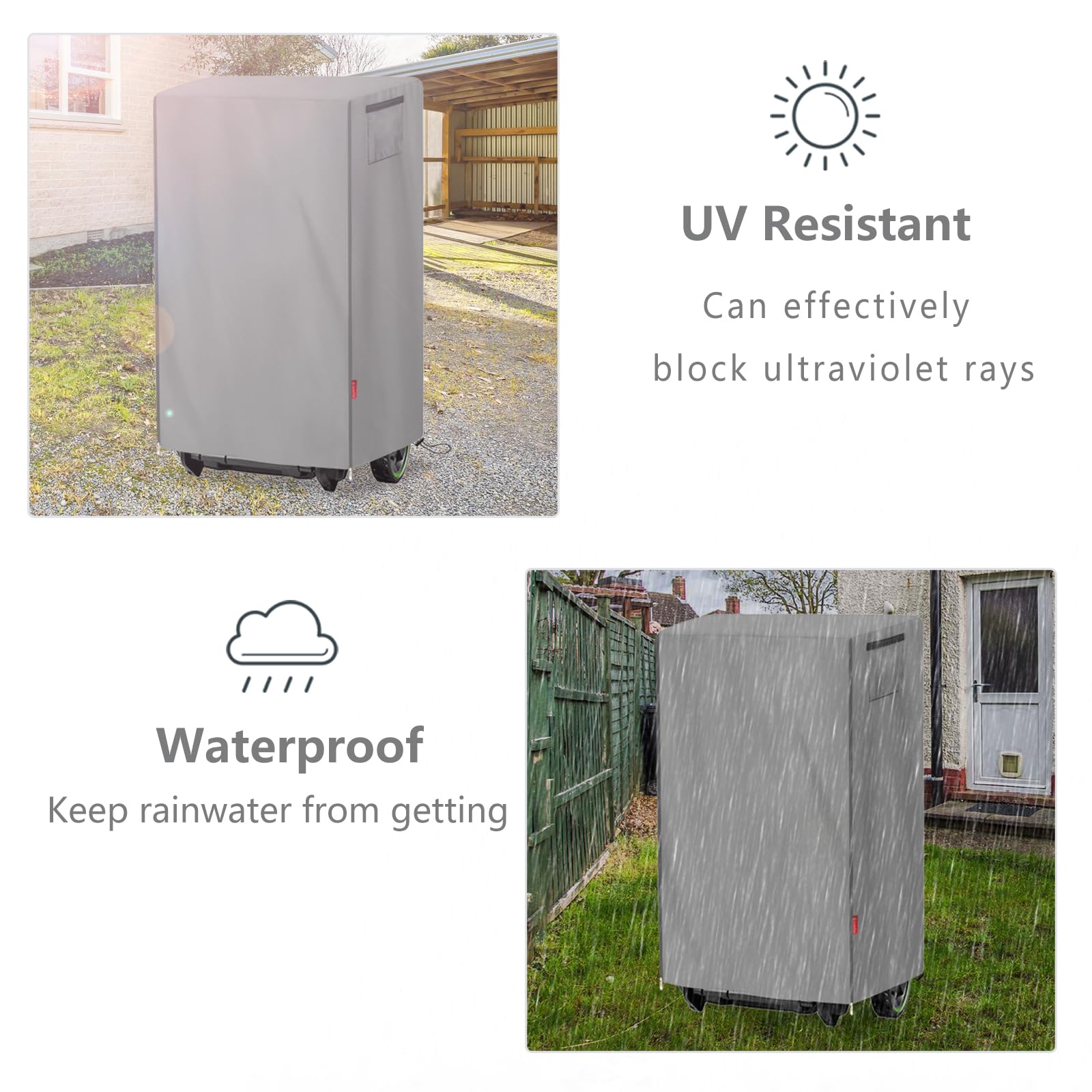 Funda impermeable para cortacésped, ajuste universal para cortadoras de césped inalámbricas plegables de 20 a 21 pulgadas, protector de almacenamiento duradero al aire libre (gris)