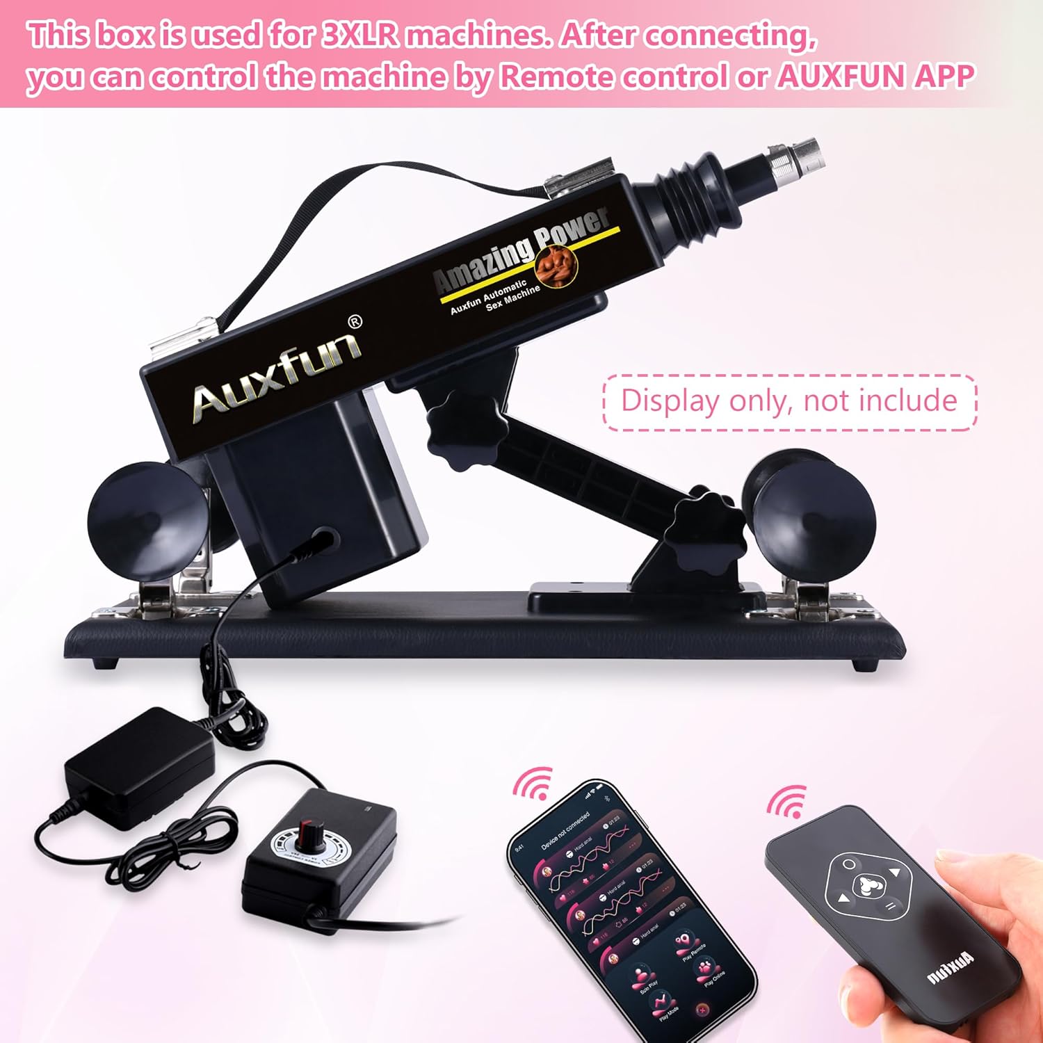 Auxfun App Box for 3XLR Sex Machine Devices, 2 in 1 Speed Governor with Remote Panel for Thrusting Love Machines - AXBOX01
