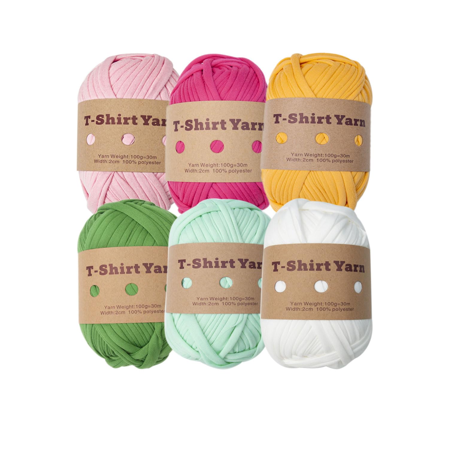 zalati Woven Threads 6pcs 30m T-Shirt Yarn Lines for DIY Water Cup Cover Bag, Storage Basket Decoration - Multicolor