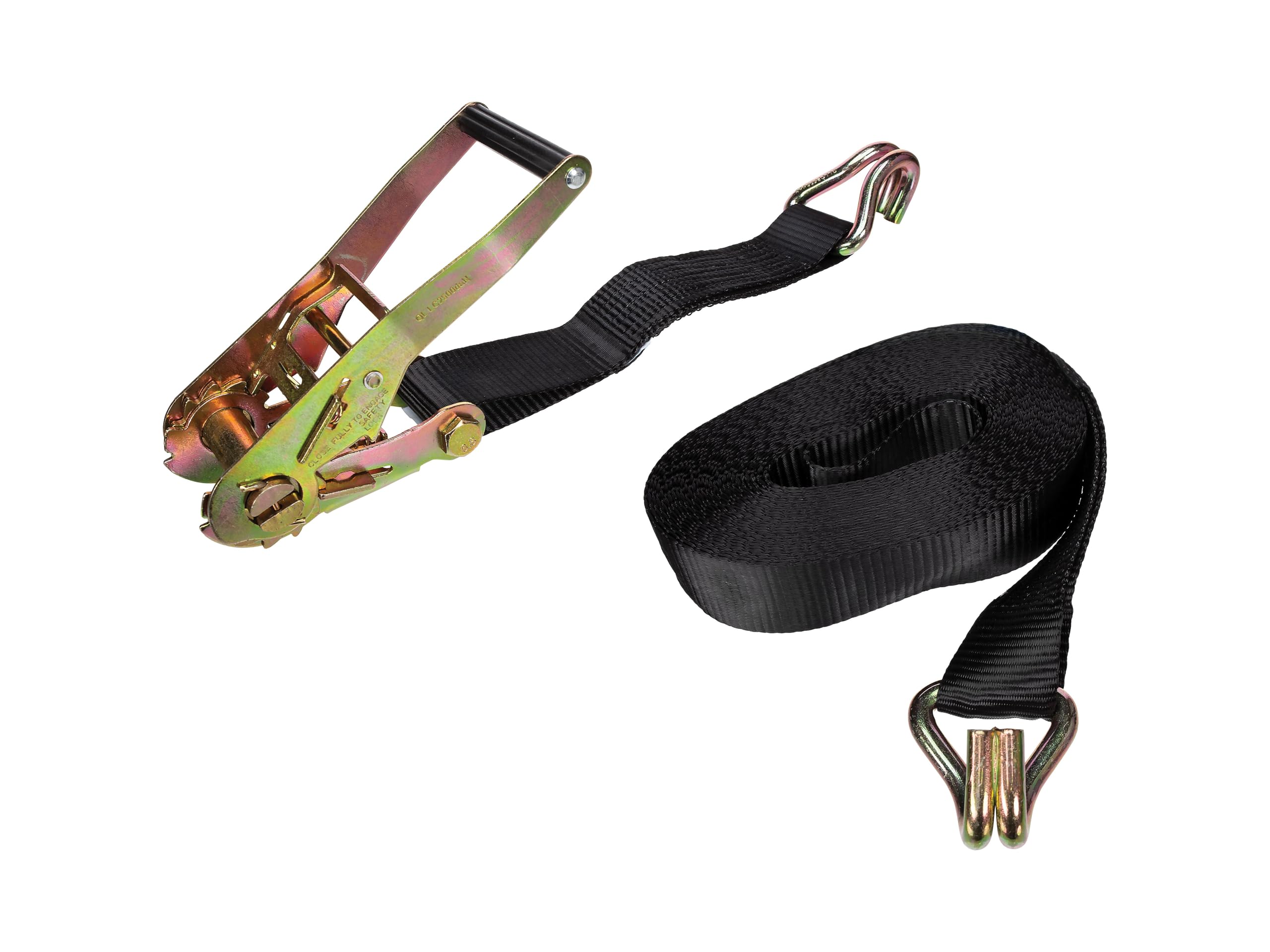 Toolland Cinghia di ancoraggio, in due pezzi, con cricchetto e ganci a J, resistente ai raggi UV e idrorepellente, per il fissaggio di carichi medio-pesanti, max. 1000 kg, poliestere, arancione, 3,65