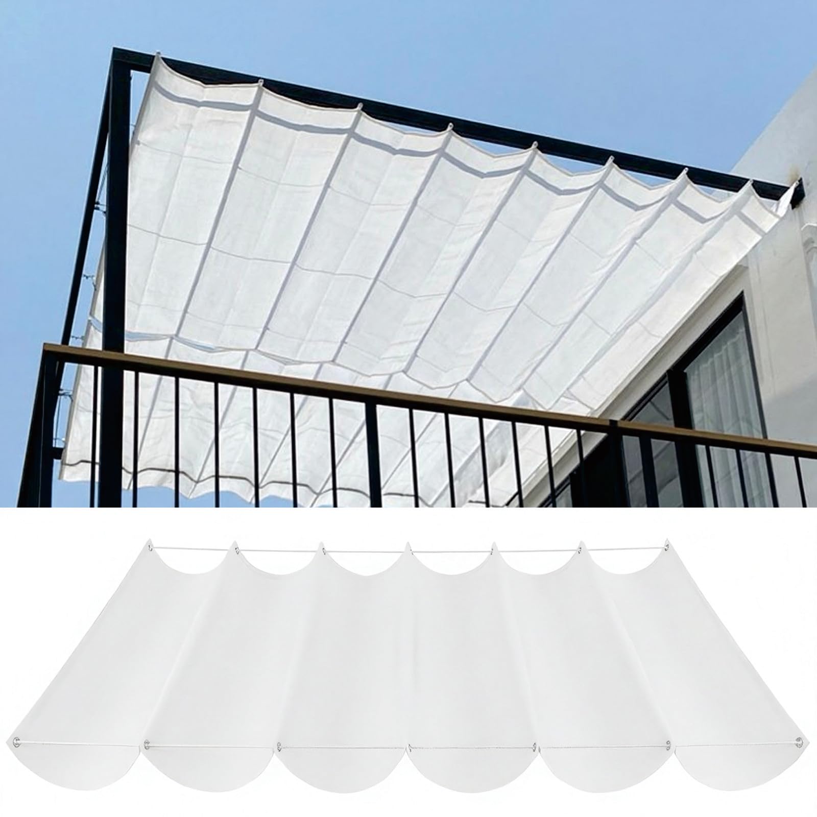 Protection bâche anti UV 270x415 cm auvent ondulé blanc en PES résistant