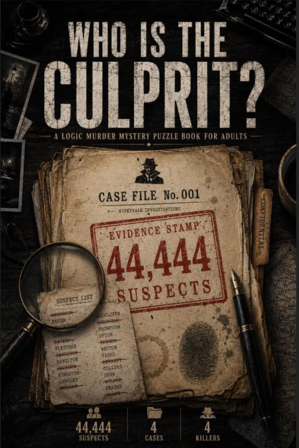 Who Is the Culprit?: A Logic Murder Mystery Puzzle Book for Adults — 4 Cases, 44,444 Suspects, 4 Killers to Unmask
