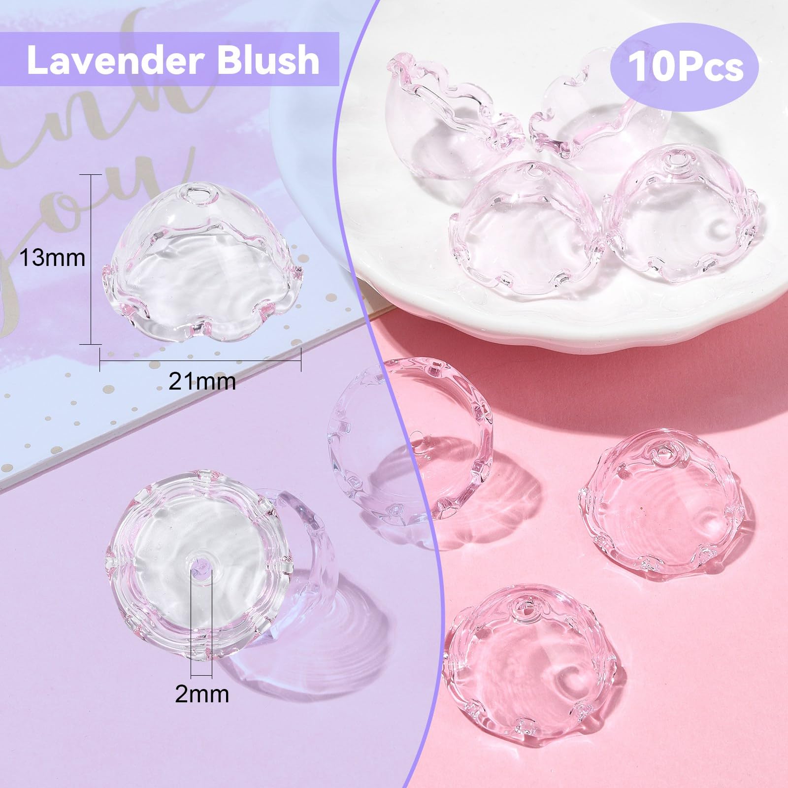 UR URLIFEHALL 10 Pcs Wind Chimes Flower Bead Caps Glass Floral Bead End Caps Spacers for Jewellery Making DIY Crafts Home Decoration - Image 2