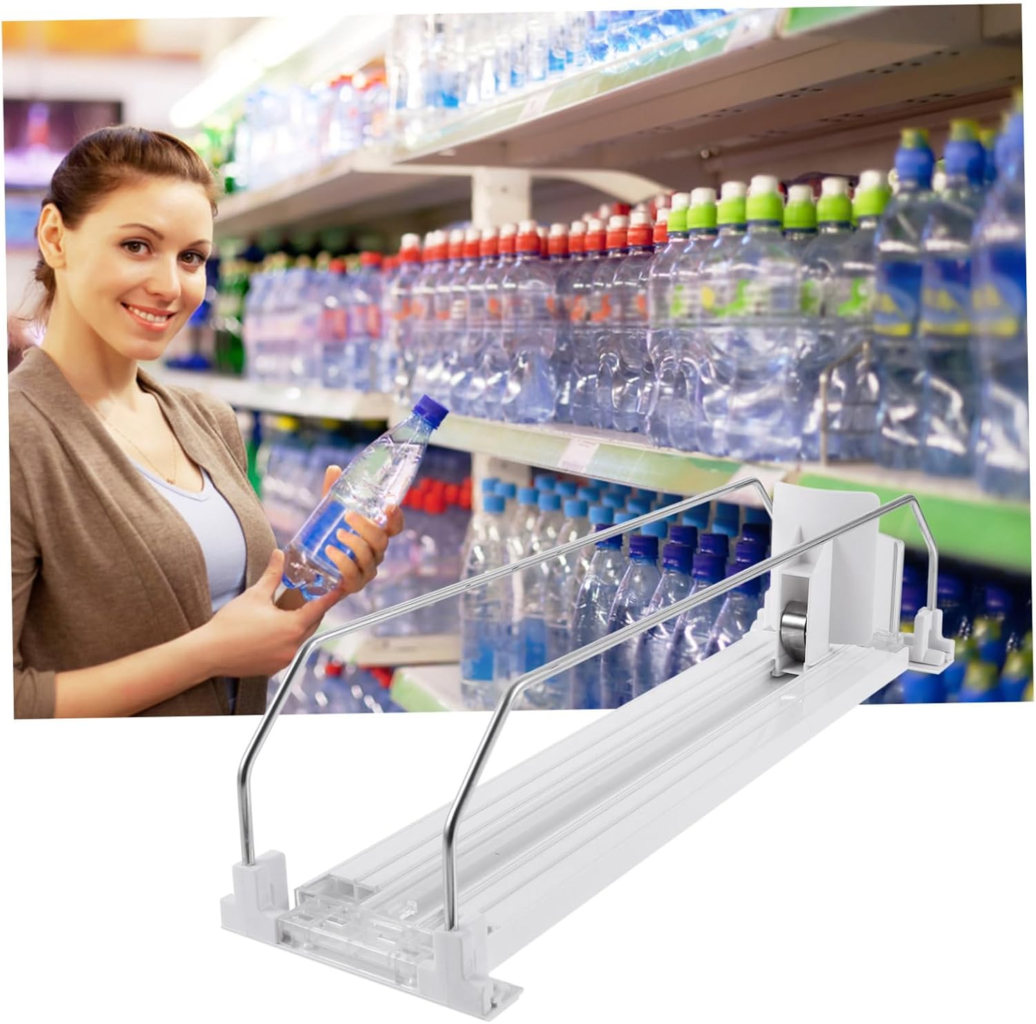 Cabilock Beverage Can Dispenser Fridge Soda Can Organizer Plastic Drink Pusher Supermarket Shelf Pusher Easy Install