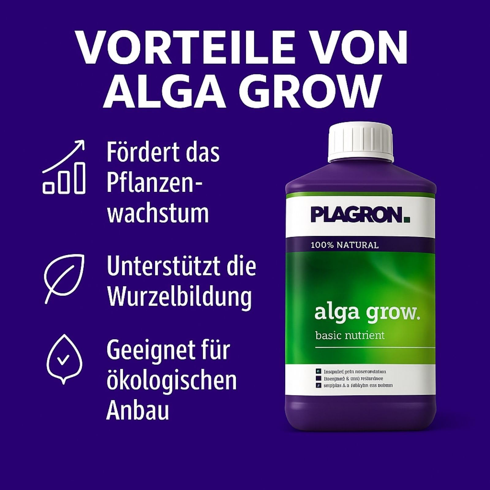 Weedness Plagron Alga Grow 5 litrów – nawóz biologiczny Grow uprawa do wnętrz, nawóz organiczny organiczny organiczny w płynie do ogórków, pomidorów