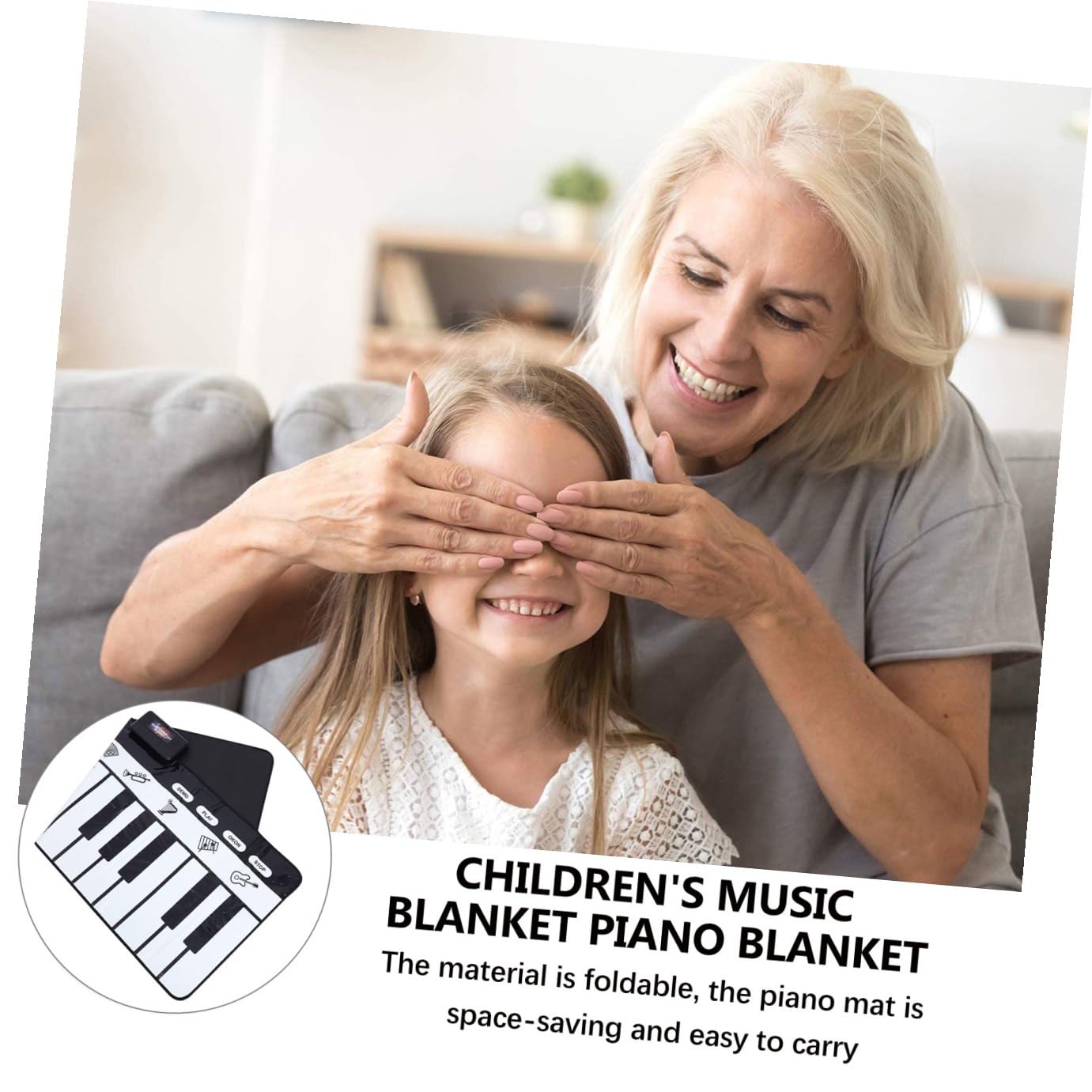 ibasenice Tappeto Musicale Pianoforte Nero Bianco Multifunzione Gioco Educativo per Sviluppo Udito e Movimento Morbido e Sicuro per Ragazzo Ragazza