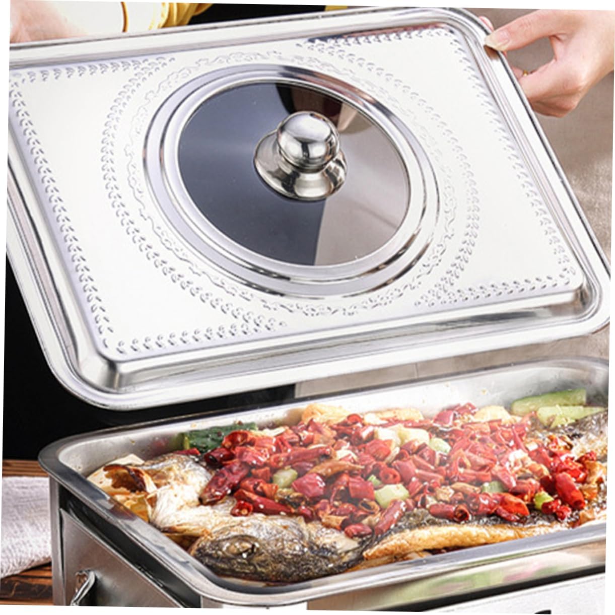Zerodeko 2Pcs Stainless Steel Pot Lid Kitchen Covers for Grilling Baking Roasting Multifunctional Cookware Lids for Restaurant Supplies