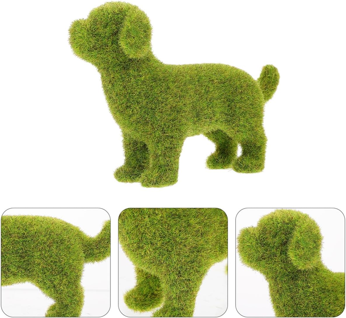 Realistic Poodle Puppy Statue Lawn Ornament Flocking Animal Adornment Garden Animals Patio Decoration