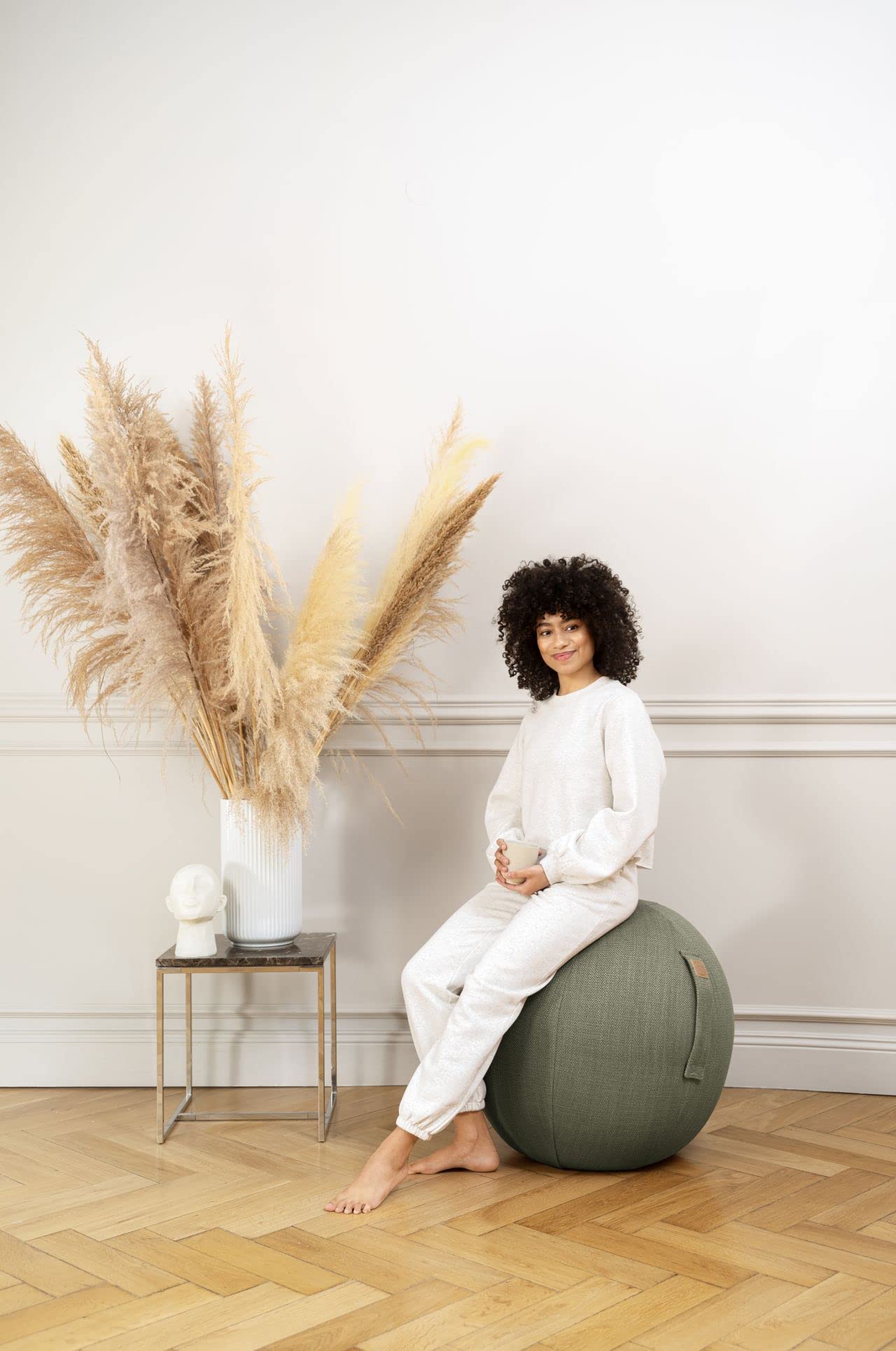 Sitting Ball Austin Ballon de Gymnastique avec Housse Jacquard en Vert