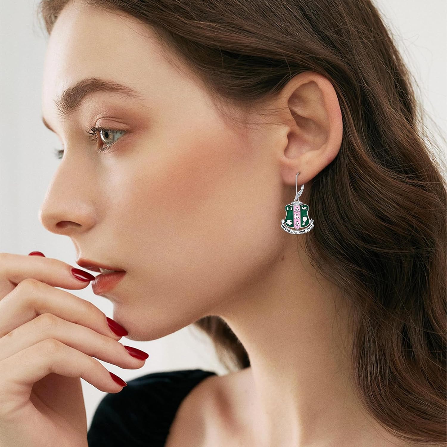 YFN Sorority Gifts Sterling Silver AKA Dangle Earrings Sorority Jewelry Gift for Women - Image 2