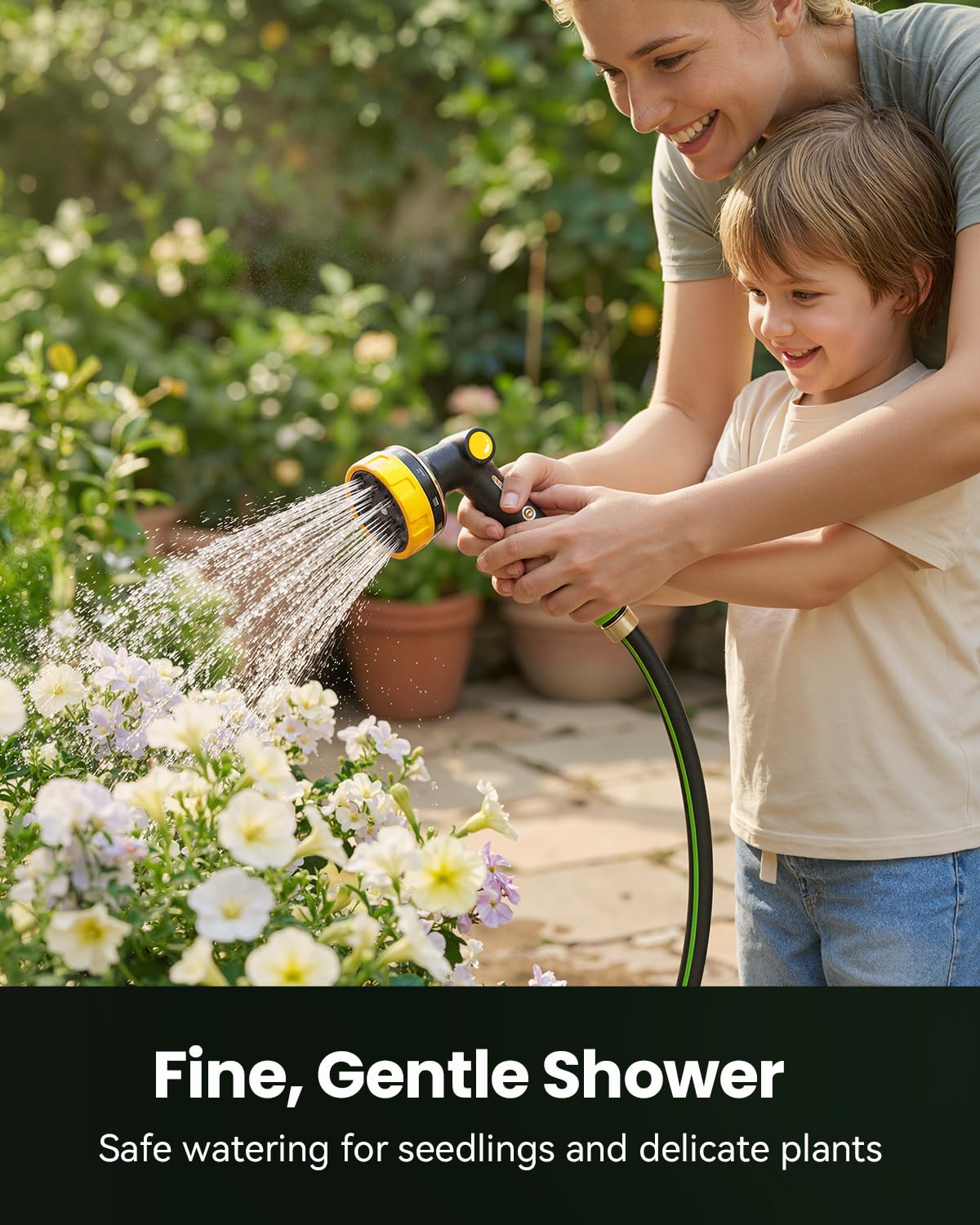 RAINPOINT Hose Pipe Spray Gun, 10 Patterns, Heavy Duty Metal Garden Hose Spray Gun with Thumb Flow Control, High Pressure Hose Nozzle Sprayer for Watering Plants, Lawns, Car and Pet Washing, Yellow — view 5