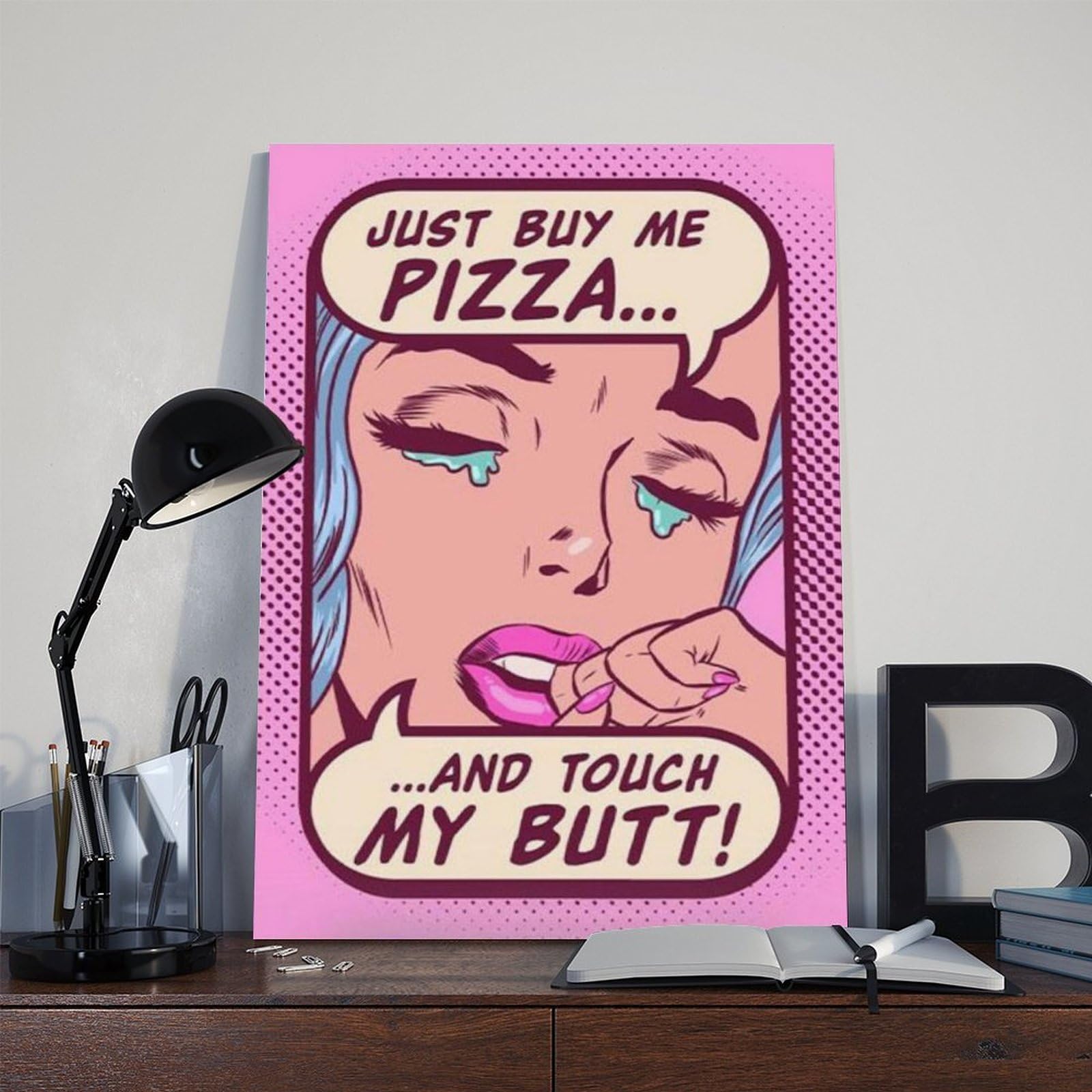 Poster sur toile avec citations humoristiques de fille de bande dessinée rose pour décoration de chambre à coucher, bureau, chambre, cadeau 50,8 x 76,2 cm (L x l)