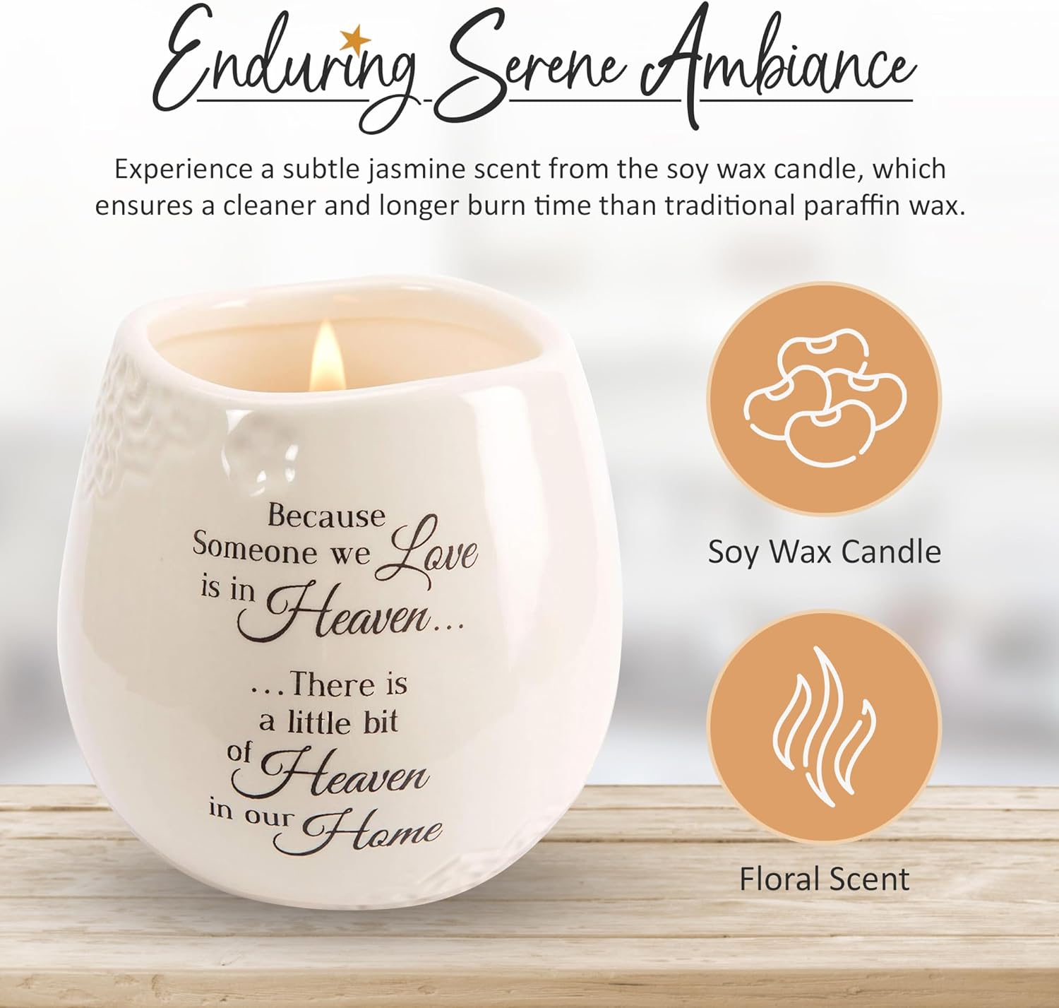 Pavilion 'in Memory, A Bit of Heaven' Ceramic Candle Gift Set - White Soy Candle and 'Light Your Way' Memorial Mother Candle