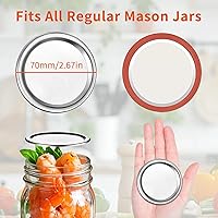 Vista 2 de Aliggbent 130 tapas para conservas de boca regular de 2.756 in, herméticas tipo dividido, para tarros Mason de boca regular, a prueba de fugas