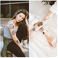 Vista 4 de Pounchi Tatuajes temporales de anime japonés (8 hojas), regalos de decoración de anime, cosplay, tatuajes temporales impermeables, calcomanías