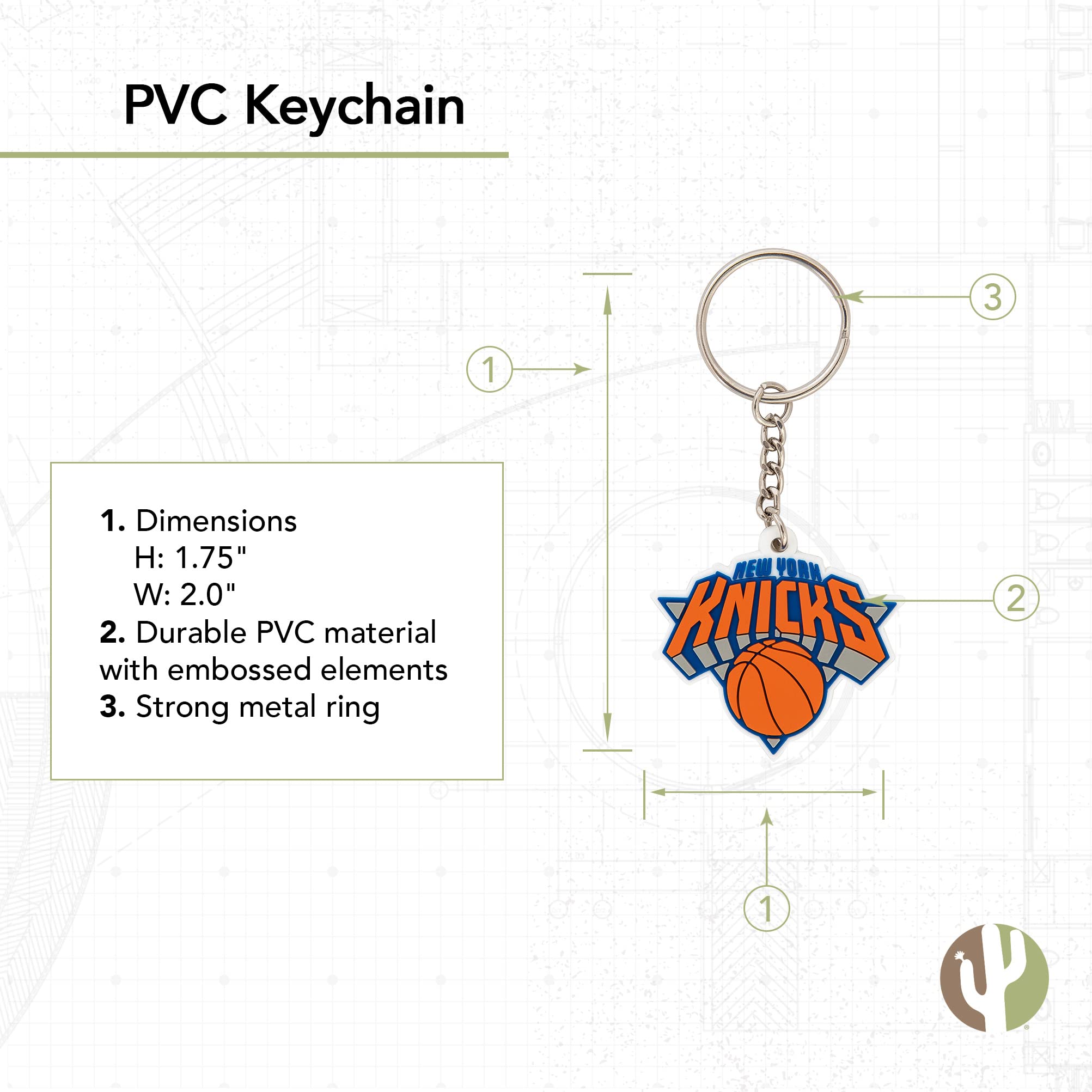 Desert Cactus New York Knicks Keychain NY NBA National Basketball Association Car Keys Holder (PVC)