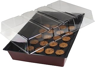 Windhager Zimmer-Gewächshaus MAXI Fensterbank-Treibhaus Pflanzen-Anzucht inkl. 24 Quelltabs, terracotta / anthrazit, 23,5 x 35 x 11 cm