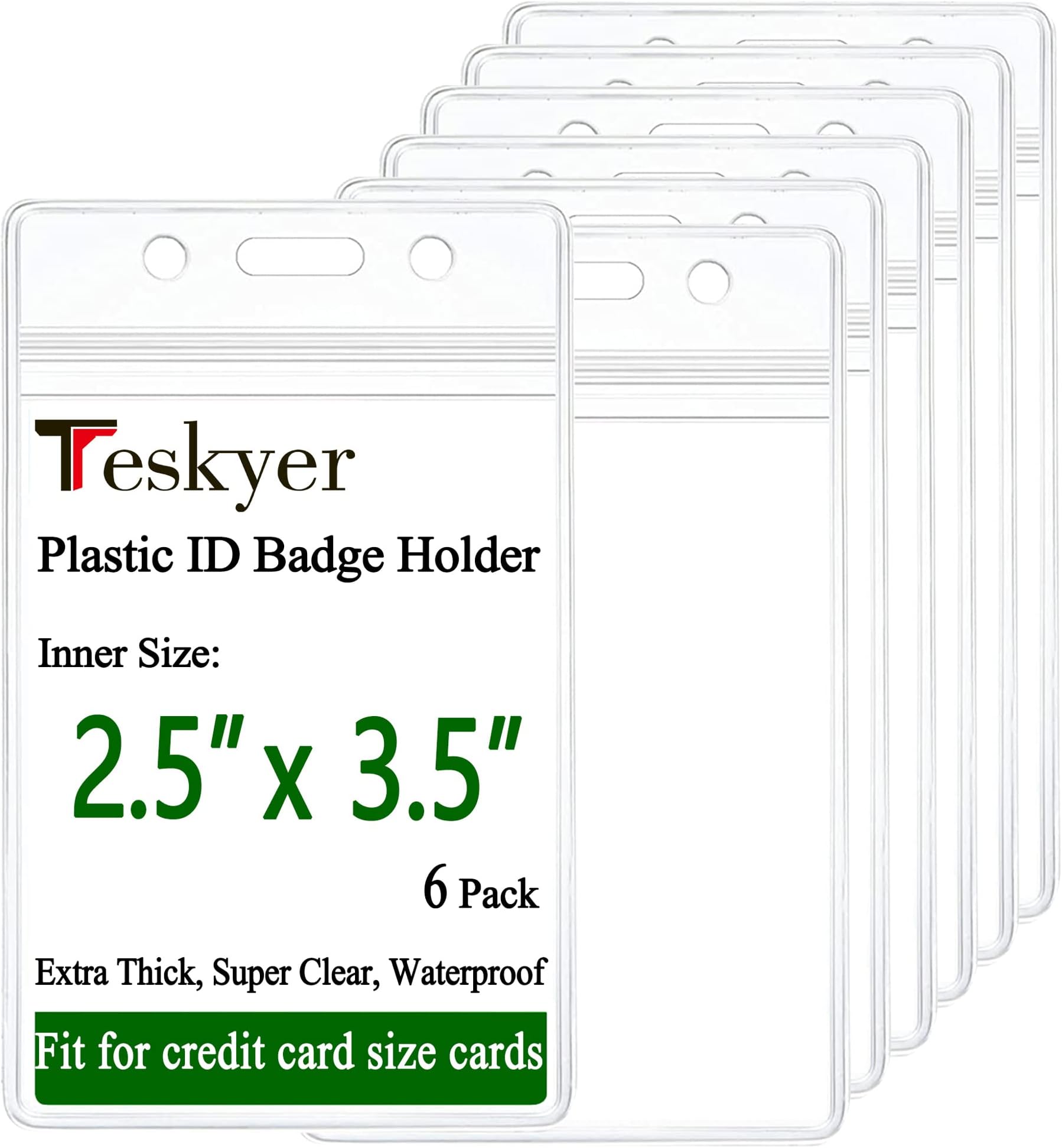 6-Pack Vertical ID Card Badge Holders Waterproof Clear Plastic Sleeves With Cover Id Badge Holder 6-Pack Vertical ID Card Badge Holders Waterproof Clear Plastic Sleeves With Cover Id Badge Holder