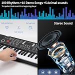 61 Clés Piano, Piano numérique électronique avec Microphone haut-parleur intégré, Support de feuille et alimentation, Portable Keyboard Don Enseignement pour les débutants