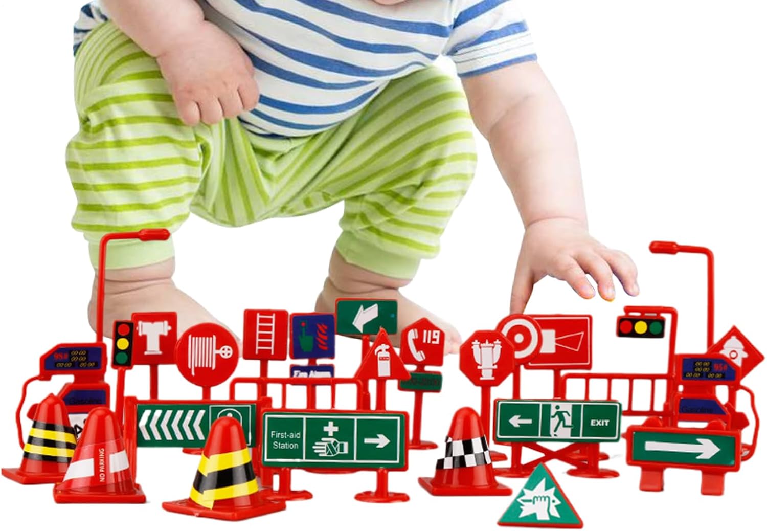 Traffic Sign Toys - Portable Children Travel Game - Street Signs Toy - for Birthday Halloween Easter Living Room Garden Indoor Outdoor Classroom School
