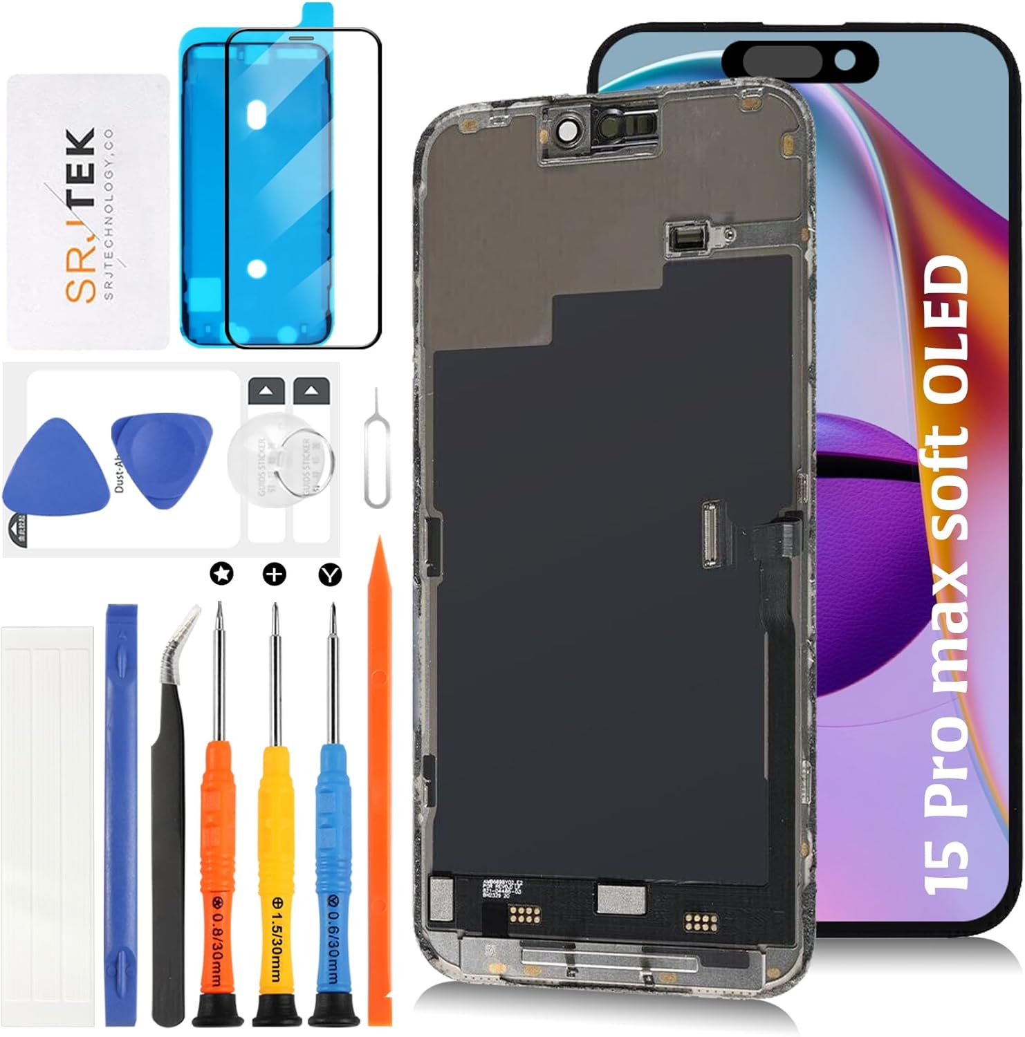 Soft OLED 15 Pro Max LCD Screen [Proximity Sensor Cable+120Hz Promotion] Replacement for iPhone 15 Pro Max 6.7 inch LCD Display Touch Digitizer Assembly A3106 A2849 A3105 A3108