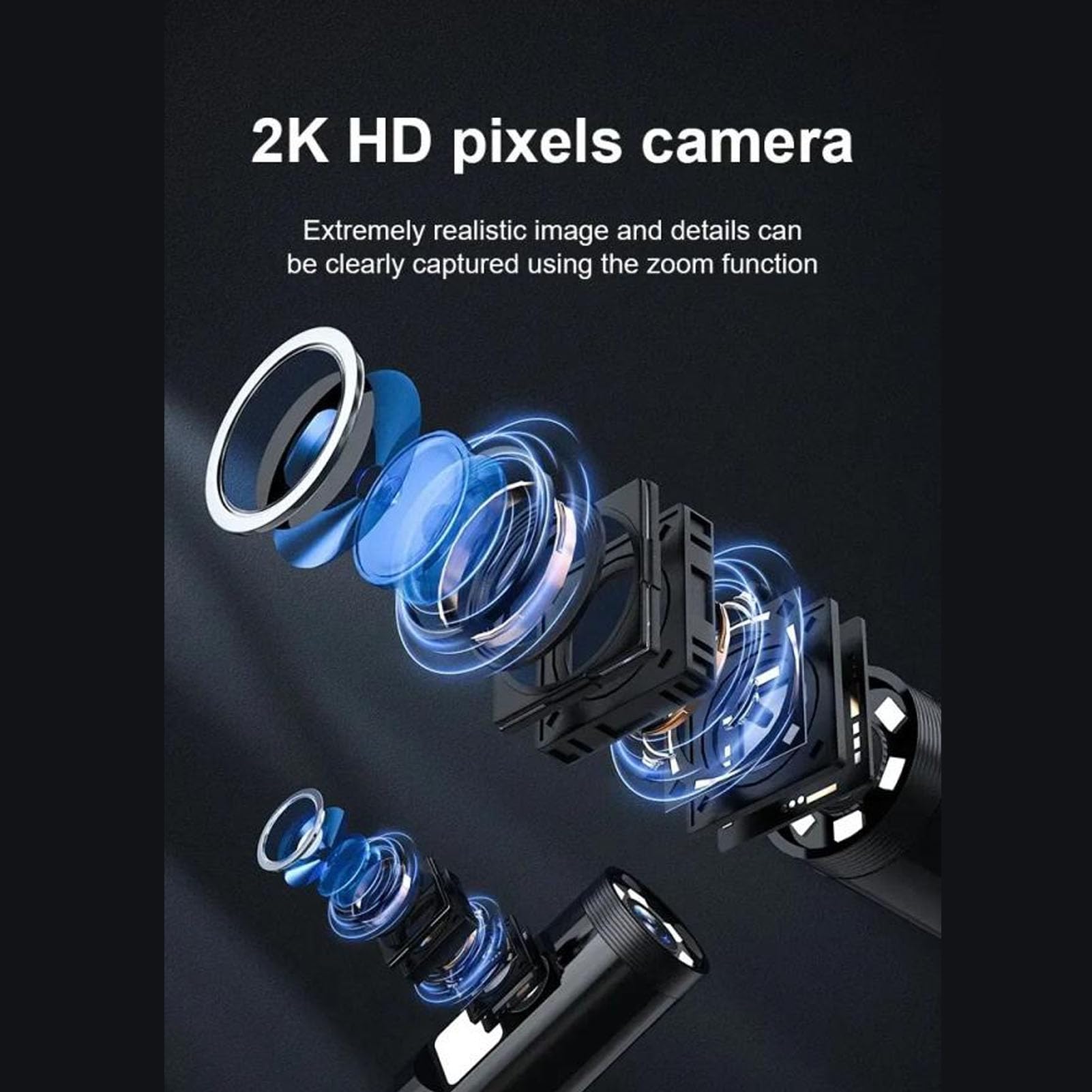 Caméra Endoscope Double Objectif 5 M - écran 4,3", IP67, Vision Nocturne, Enregistrement Photo/vidéo