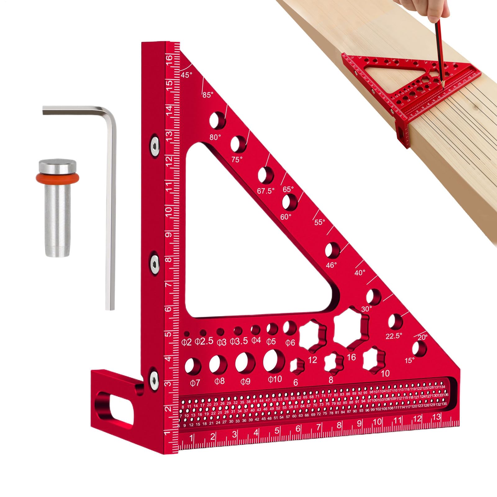 3D Multi-angle Measuring Ruler | Multi-angle Carpenter Marking Ruler for Woodworking - Adjustable Woodpeckers Tools for Drawing Furniture Crafting Workshop Leveling Layout Rafter Cutting