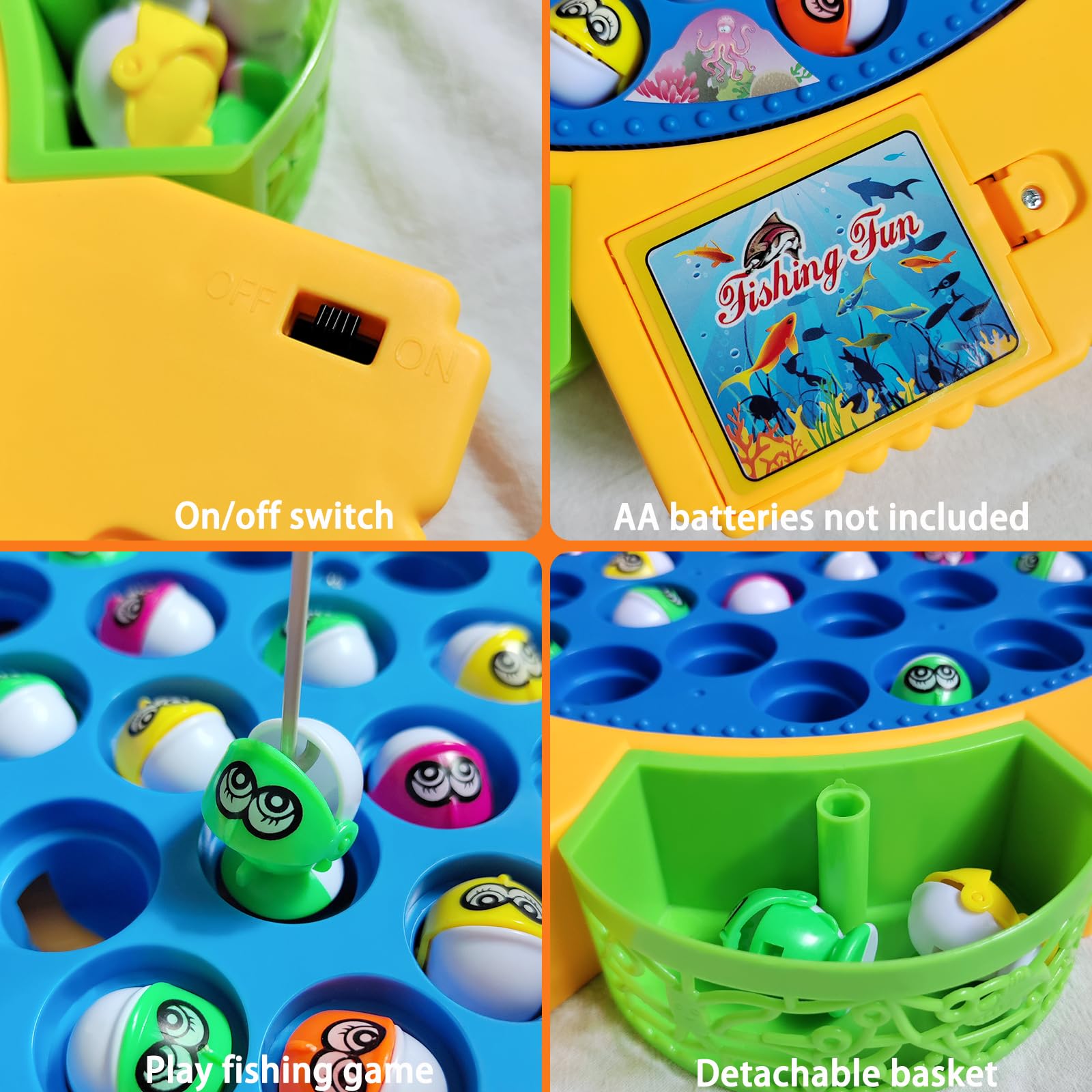 Gioco Musicale di Pesca con 45 Pesciolini e 4 Canna, Magnetico Giocattolo Educativo e Stimolante - Regali per Bambini e Bambine di 2 3 4 5 6 Anni