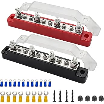Pack of 2 150A Busbar 12V-48V DC Distribution Block Busbar with M6/M4 Terminals for Potential Equalization Rail in Car Motorhome Boat Truck