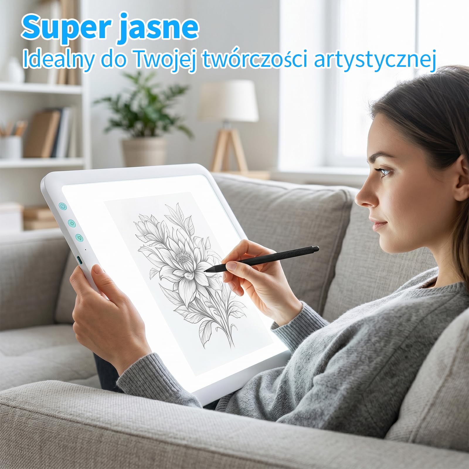 TOHETO A4 ładowana super jasna podkładka świetlna LED z torbą do przenoszenia Cricut Narzędzie winylowe, przenośna bezprzewodowa tablica oświetleniowa 3500 mAh do śledzenia, malowania diamentowego,