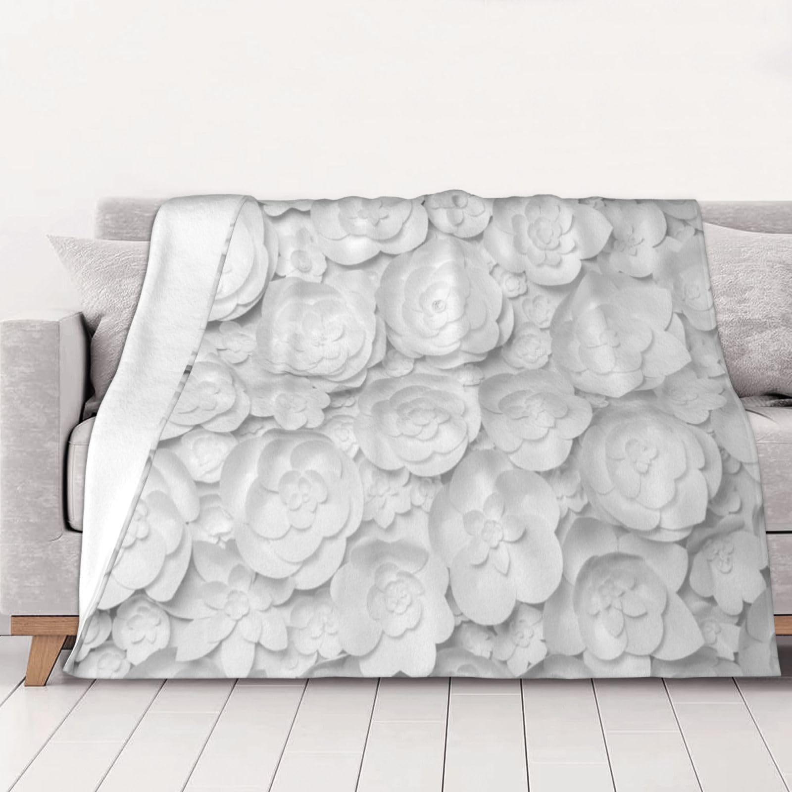 Couverture en flanelle 280g avec motif imprimé floral 3D