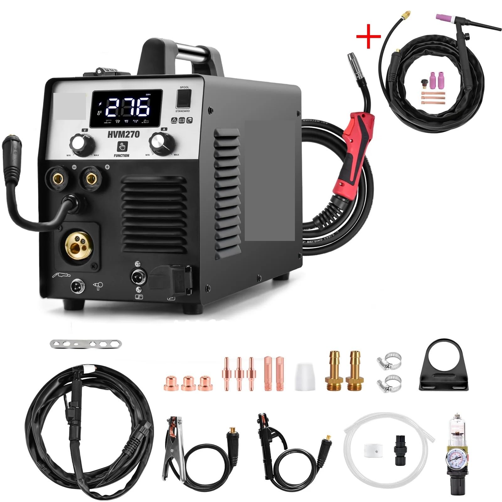 Spawarka plazmowa 5 w 1 Cyfrowy ekran 220 Cięcie/MMA/Gaz/bez gazu Mig/Lift Spawarka inwertorowa TIG Drut 1/5 Kg(With 17V PT31)