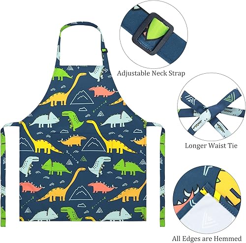 Miniatura 6 de Delantal para niños, delantal unisex con correa ajustable para el cuello, delantal de cocina para cocinar, pintar y hornear