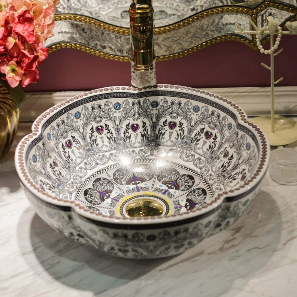 WOTZOV Countertop Basin Sink Basin Bathroom Sink Bowl Ceramic Countertop Bathroom Sink Basin-Basin Only,