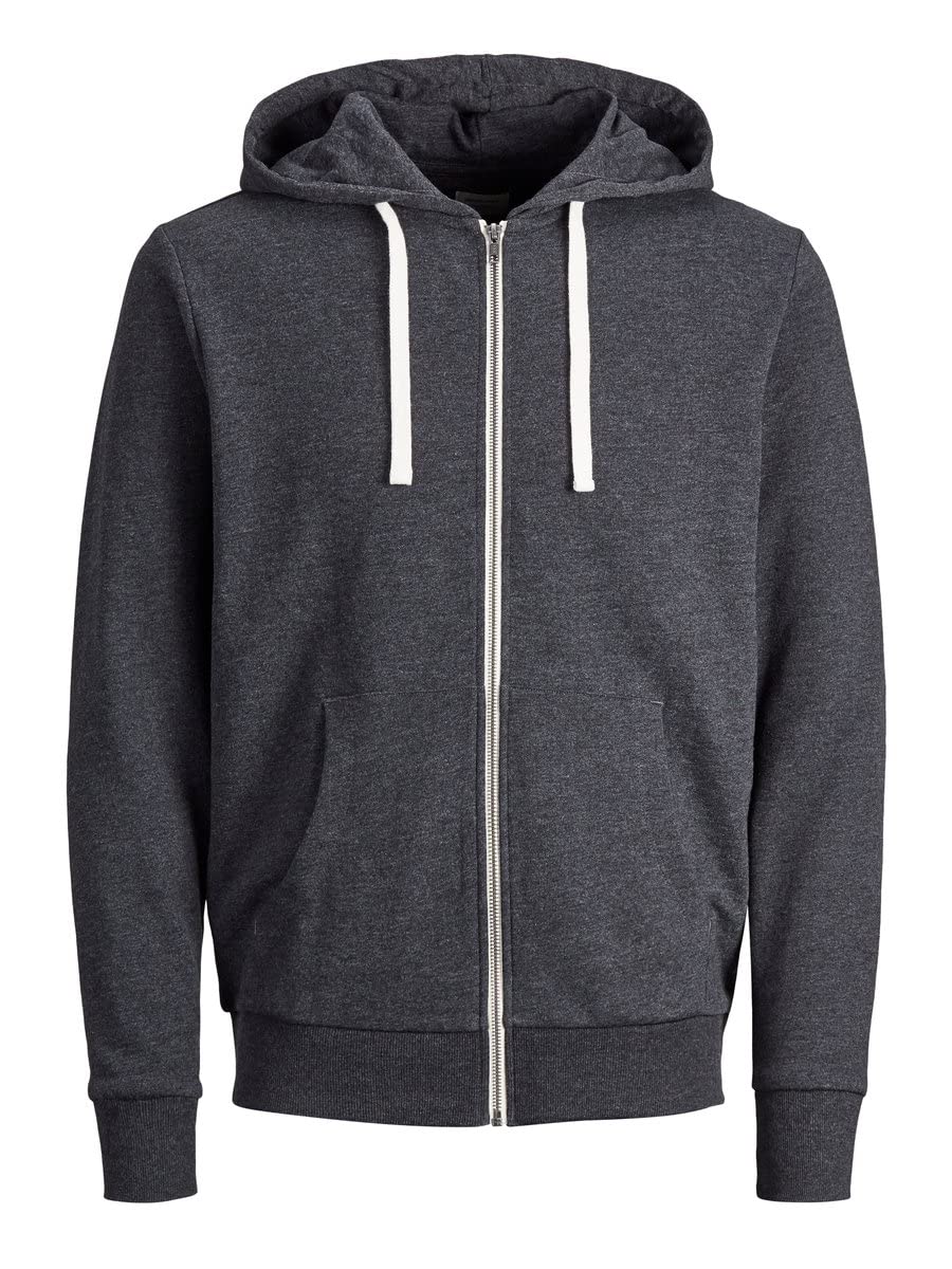 JACK & JONES Men's Jjeholmen Sweat Zip Hood Noos Jacket, Grey (Dark Grey Fit:Reg Fit - Melange), X-Small