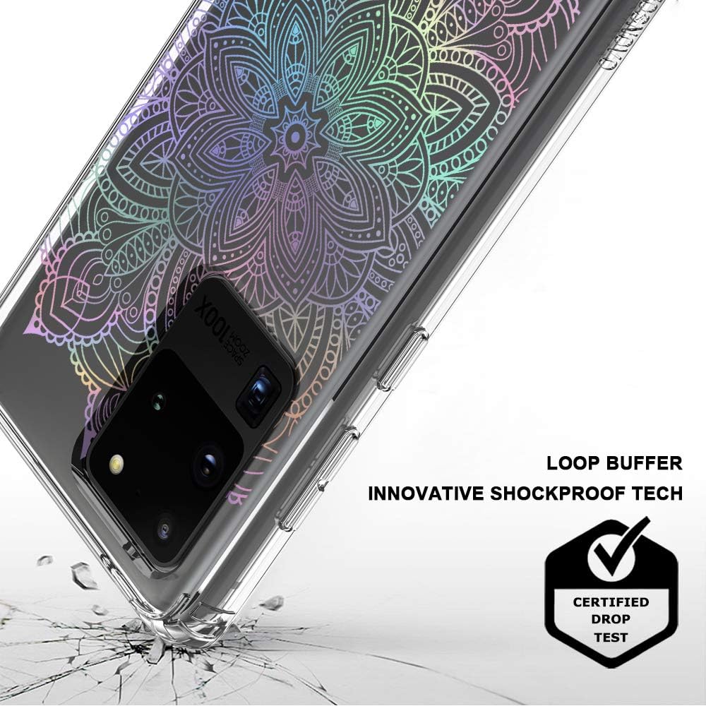 MOSNOVO Designed for Galaxy S20 Ultra Case, [6.6 FT Military Grade Drop Protection] Clear Shockproof Phone Cover for Samsung Galaxy S20 Ultra - Rainbow Henna