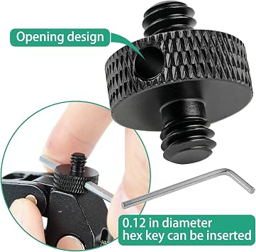 1/4 Male to 1/4 Male Tripod Screw Adapter with Hole 1/4 Screw Camera Mount for Camera Tripod Mic Stand Mic Mount Light Stand DSLR Camera Cage 4 Pcs (Black)