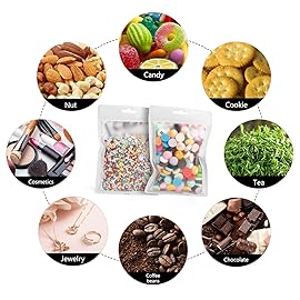 ANZNKU 100 Pcs Resealable Mylar Bags with Frosted Clear Window Bags Packaging Bag Foil Pouch Zipper Bag for Food Self Sealing Storage Supplies (7.08x10.24 inches, White)