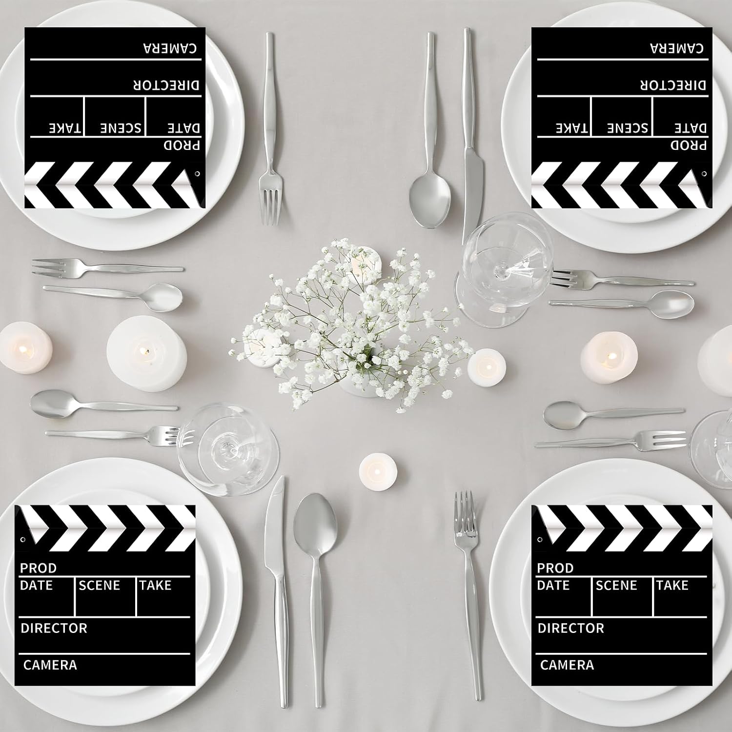 100 Pcs Movie Night Party Supplies Movie Theater Napkins Decorations Set Film Clapper Board Shaped Napkins Theater Theme Decorations for Birthday Awards Ceremony Cut Action Scene Party Supplies