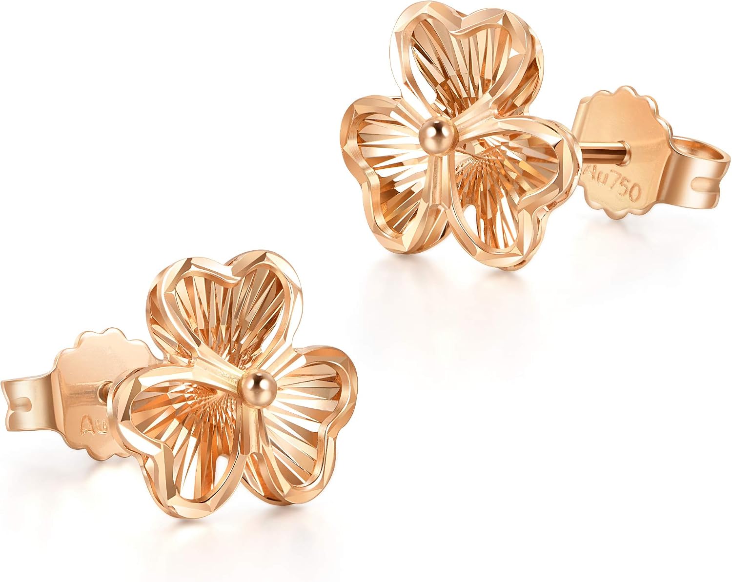 CHOW SANG SANG 18K Rose Gold MINTY Collection Pierced Carved Clover Stud Earrings for Women 92075E