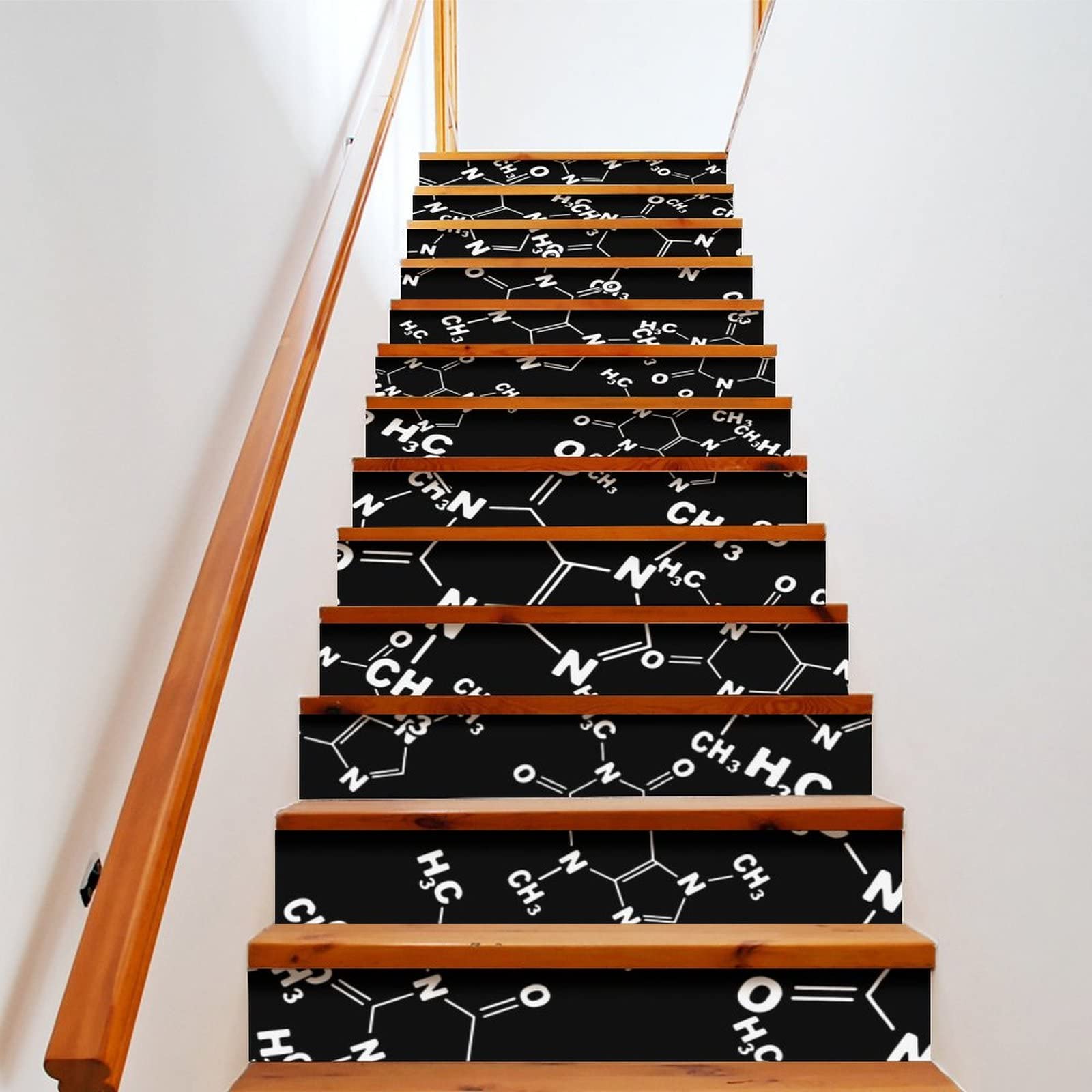 Caffeine Molecule Gamer Nerd Geek Science Stairs Stickers Self Adhesive Staircase Stickers Stair Riser Decals Wall Stickers for Home Decor