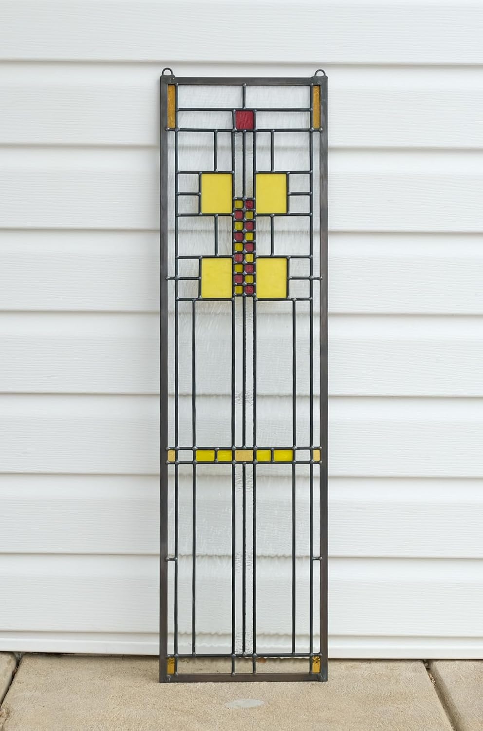 10" x 36" Stained Glass Mission Style Window Panel