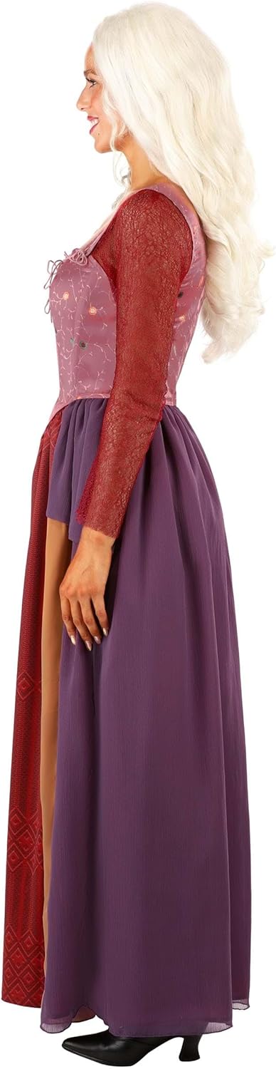 Women's Deluxe Hocus Pocus Salem Halloween Costume - Sarah Sanderson Dress, Satin Bodice, Faux Suede Lacing - Image 4