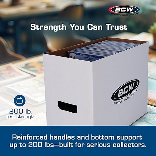 Miniatura 4 de BCW Caja de almacenamiento de cómics graduada, paquete de 5, papel corrugado blanco duradero, compatible con CGC Comics, capacidad para cómics de 35