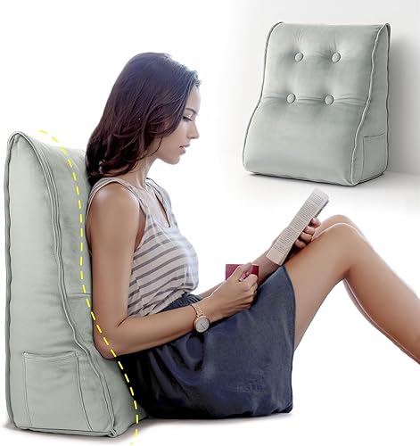 Miniatura 6 de Daneey Almohada de cuña de cama, almohada de lectura para adulto, almohada de cuña para dormir, almohada de espalda para sentarse en la cama