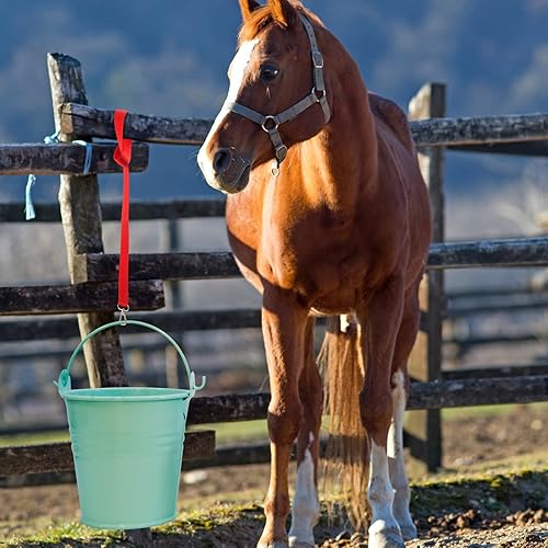 Miniatura 6 de Paquete de 5 correas de cubo correa de cubo de agua ajustable suministros de caballo para redes de heno ganchos de cubo de agua para caballos correa
