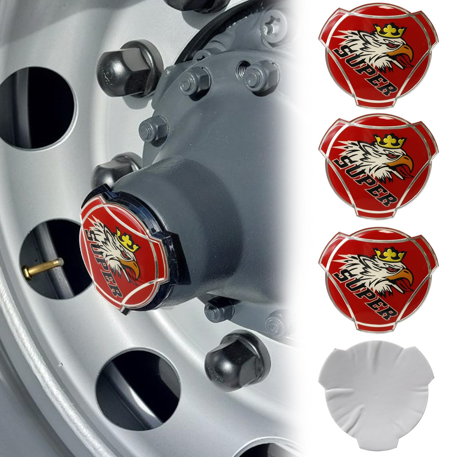Griffin SUPER aluminiowe naklejki pasują do samochodów ciężarowych Scania kołpaki środkowe kołpaki odznaka emblemat naklejka osłona zewnętrzna akcesoria dekoracyjne (czerwone)