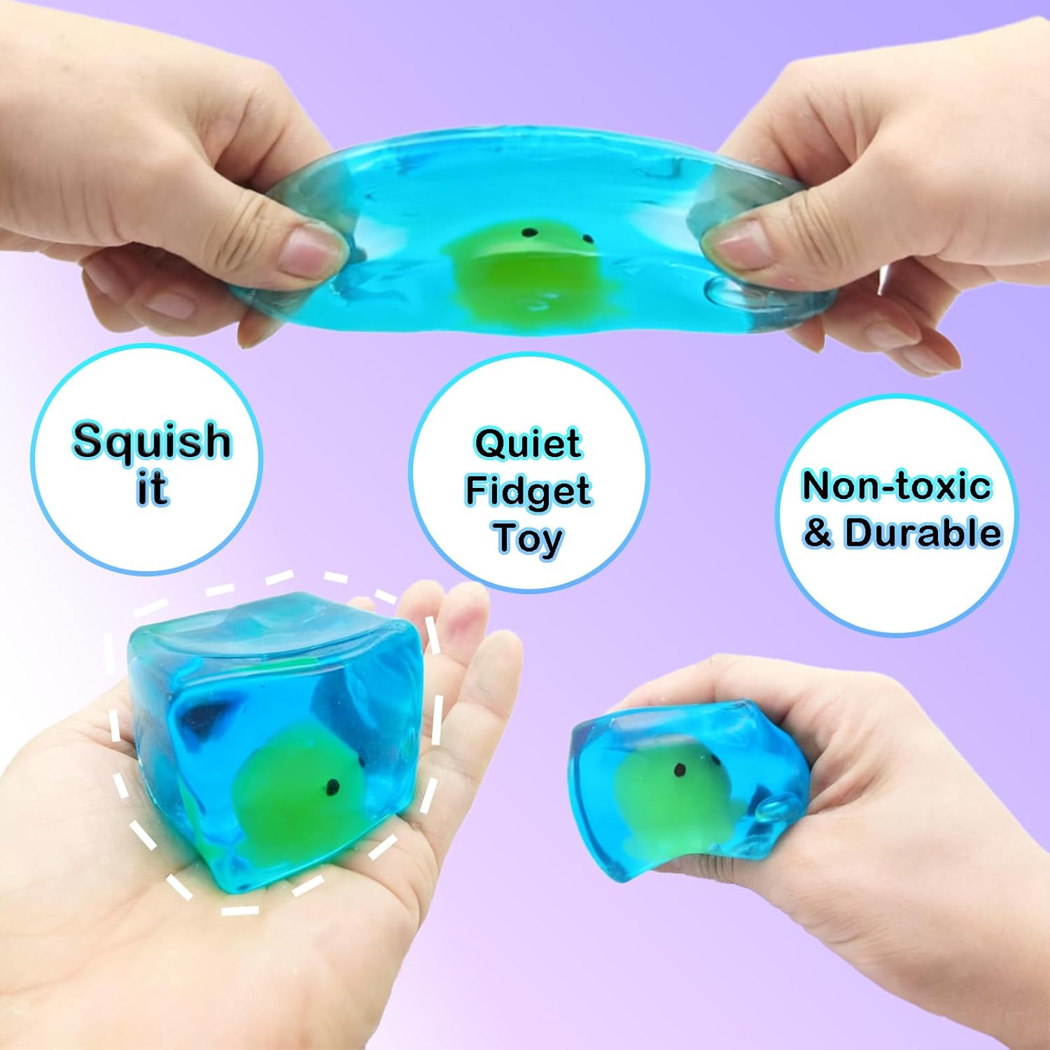 Squishy Stress Cube Fidget Toys ，Fun Glow-in-The-Dark Octopus Squeeze Toy , Stress Balls for Autistic Kids ,Birthday Gift Classroom Prizes，Maltose Filling