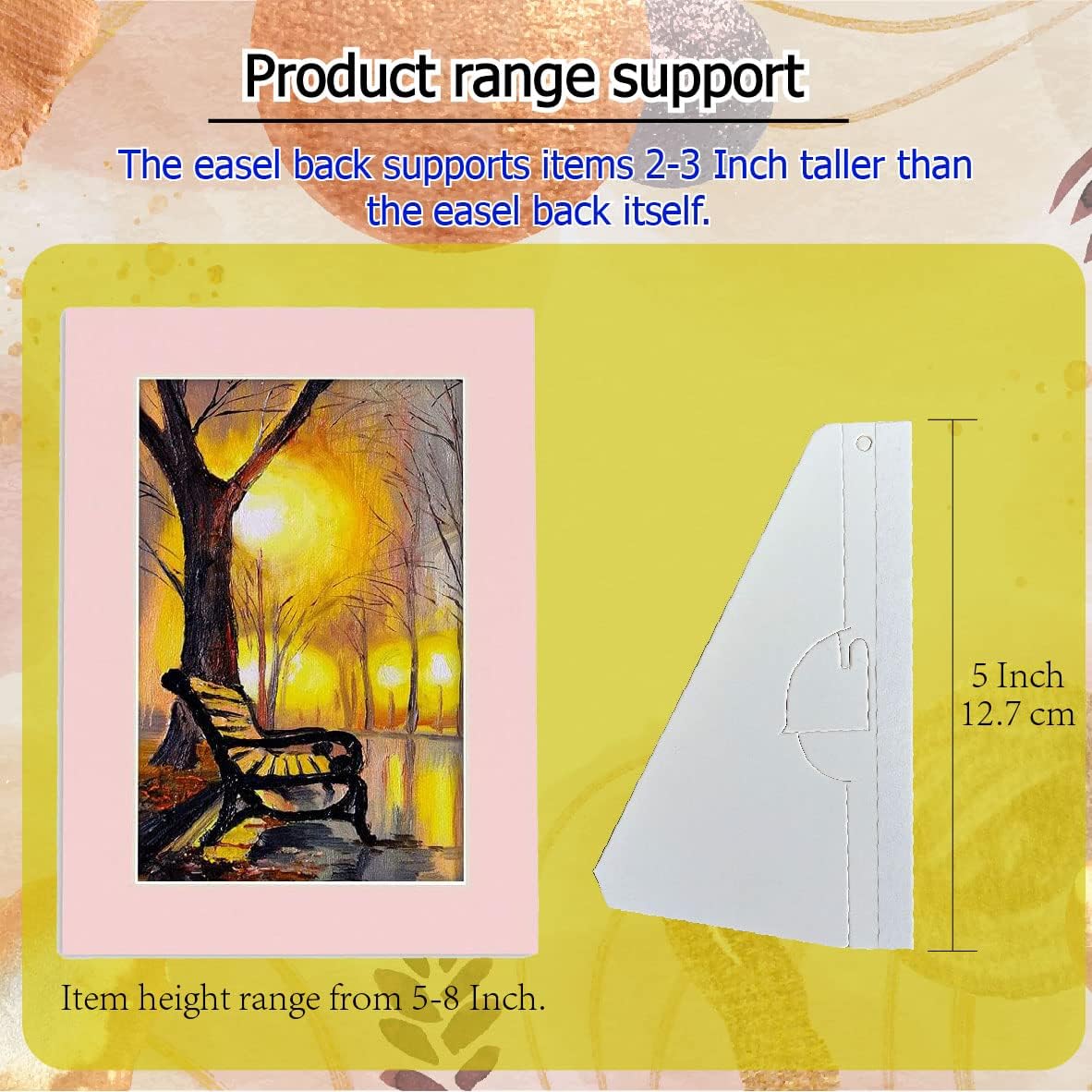 60 Pack 5 Inch Self Stick Cardboard Easel Backs, Premium Cardboard Easel Stand for Picture Frame and Art Easel Stand, Use for Photos, Signs, Crafts, (Pack of 60, White)