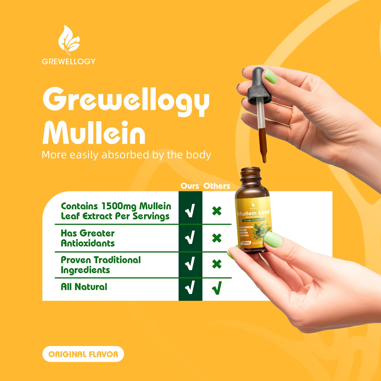 Mullein Drops for Lungs, 7-in-1 1500mg Mullein Leaf Liquid Extract for Lungs Cleanse and Respiratory Support, Lung Detox for Smokers Free Breathing, 2 Fl Oz — Amazon image 7